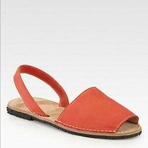 Ishvara Women's 38 8 Sandals Suede Slingback Coral